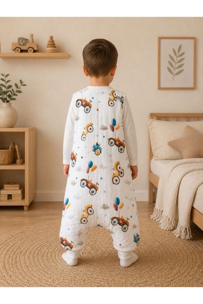 JUNİPERUS Yazlık Müslin Bebek Uyku Tulumu 0.5 TOG %100 Pamuk Kolsuz Tek Kat Unisex 6 Yaşa Kadar
