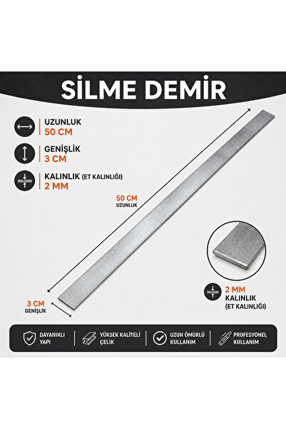 Home Silme Demir 2 mm 3x50 cm Lama Demir Düz Çelik Şerit Profil Dayanıklı Mal...