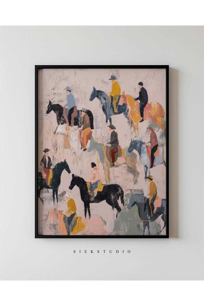 NinaStore Soyut Binicilik Duvar Sanatı - Modern At Binicisi Sanat Baskısı - S...