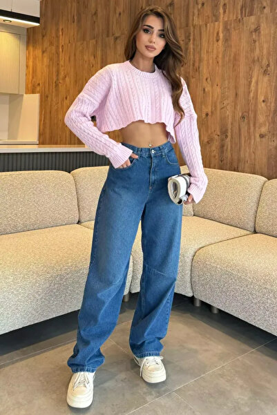 Generic Brand Blugi albaștri - Pantaloni largi din denim
