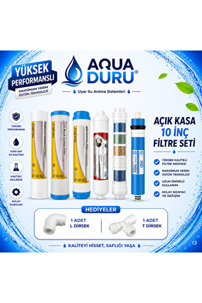AQUA DURU Su Arıtma Cihazı Filtresi Açık Kasa 10 İnç Uyumlu 6lı Set