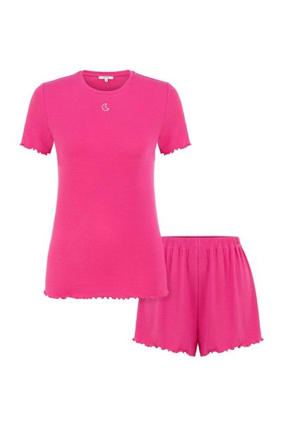 Jaya Viskon Ribana Kısa Şortlu Pijama Takımı / Pembe