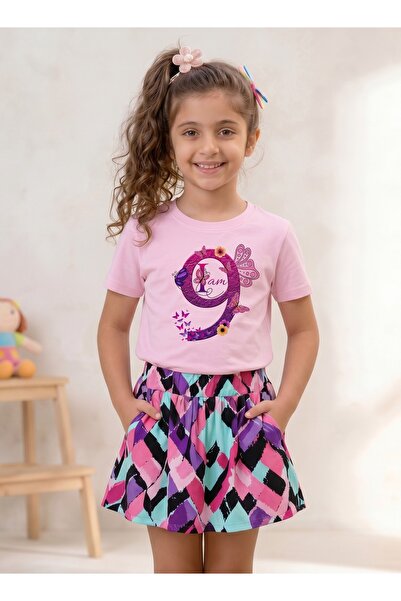 Funkaar Birthday Girl, 9th Year Butterfly Birthday Graohic Print T-Shirt