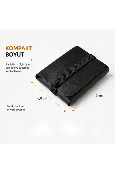 Oh Deer Leather حامل بطاقات من الجلد الطبيعي بتصميم سلس ومرن - أسود