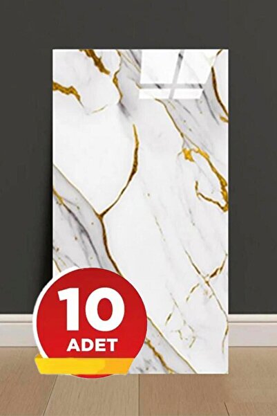 Bien Home 10 Adet, 30x60cm Gold Mermer Desenli Kendinden Yapışkanlı Banyo PVC...
