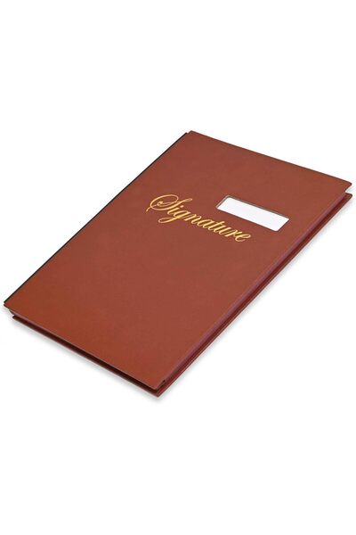 FİS Signature Book with Vinyl Cover, 18 Sheets, 240mm x 340mm, Brown
