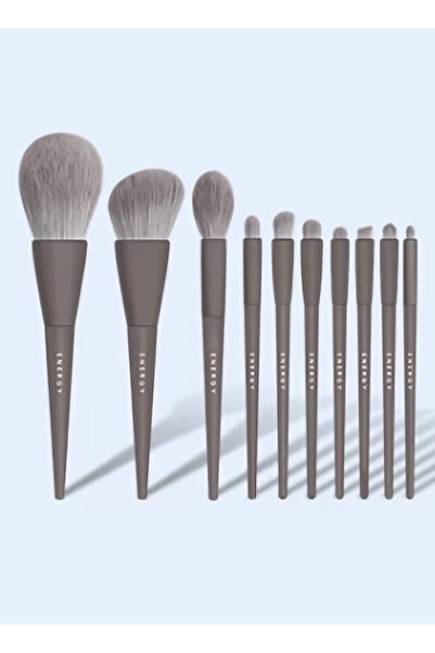 Yallabena Professional 10Pcs Makeup Brush Set - Matte Indigo Blue / Terracotta