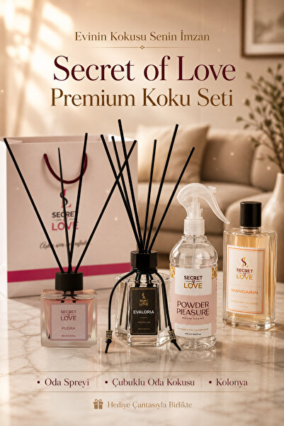 SECRET OF LOVE Premium Koku Seti Hediye Çantalı Çubuklu Oda Kokusu Oda Spreyi...