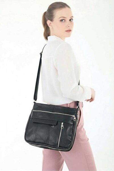 Latife Genuine Leather Large Crossbody and Shoulder Bag with Multiple Pockets