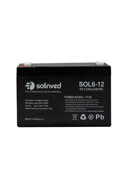 SOLİNVED 6V 12AH Kuru Tip Akü