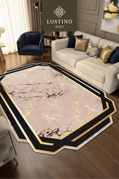 Lustino Halı Yıkanabilir Halı Kaymaz Taban Lazer Leke Tutmaz Salon Halısı Mut...