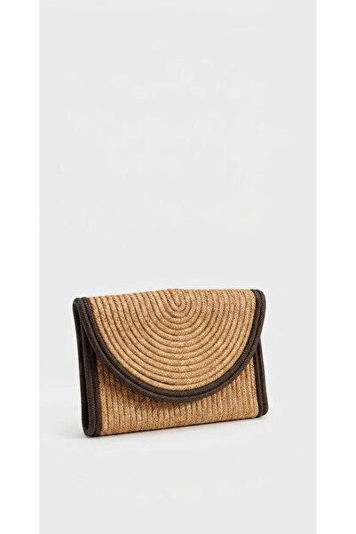 Karşıyaka Bijuteri Brown Detailed Straw-Looking Envelope Model Summer Portfol...