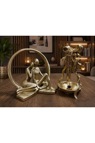 ersu store Ev Ofis Dekoratif Biblo Obje Hediyelik Tasarım Gold Varak Altın Figür
