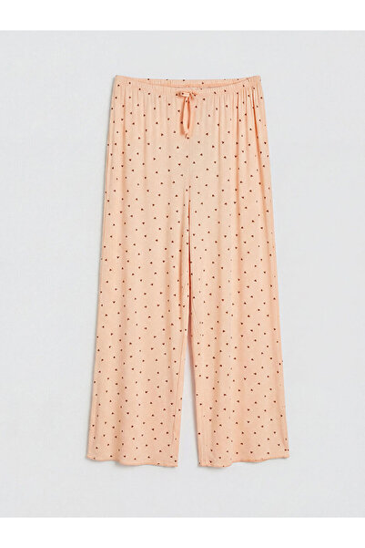 LC Waikiki GÜLİS STORE'DEN Ekru Beli Lastikli Desenli Kadın Kapri Pijama Altı