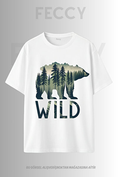 FECCY Premium Wild Bear Printed Hunter Theme Unisex Oversize Γυναικείο T-Shir...