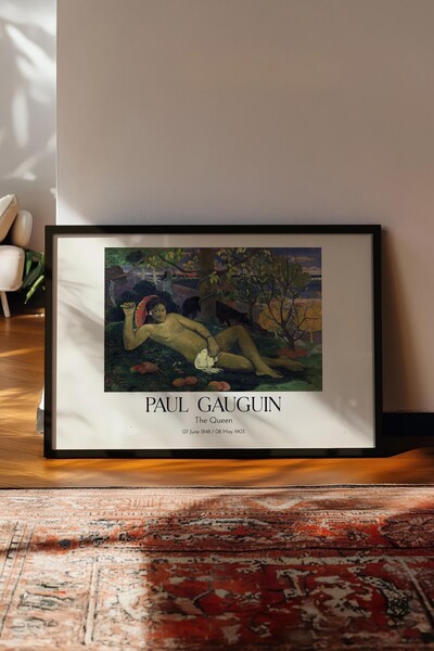 Postifull Paul Gauguin - Regina, Tablou în cadru negru, Seria de artă NR:110585