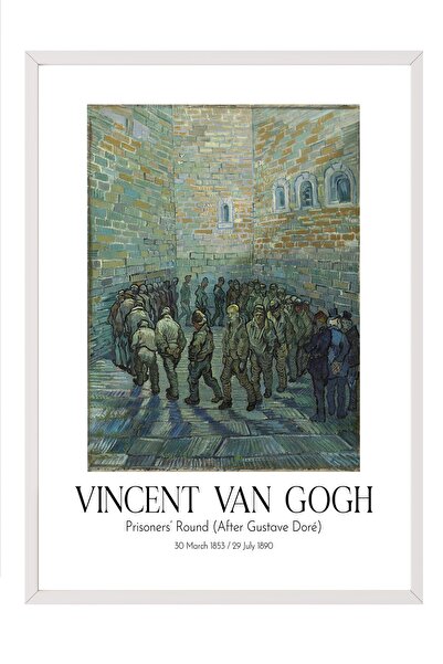 Postifull Vinsent van Gog - Zatvorska kola (po Gustavu Doréu), slika u belom ...