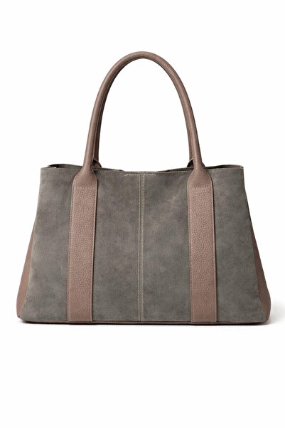 PaminBags Aksesuar Real Suede Leather Puppy-Embellished Striped Bag Pmn0035