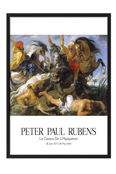 Postifull Peter Paul Rubens - Kacera de L'Hipopòtam, slika u crnom okviru, um...