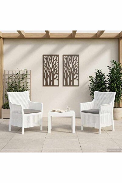 vidaxl Set de lounge cu perna 3 pcs Alb PP