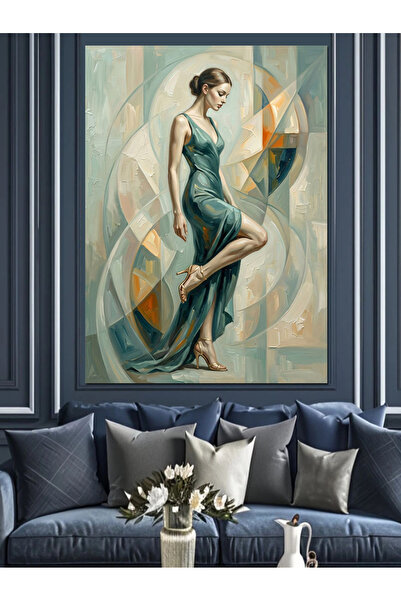 Artmeg Pânză decorativă elegantă pentru femei între forme geometrice - Tablou...