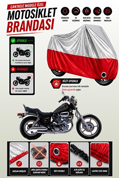 Cemku Twin غطاء محرك ياماها فيراجو XV 750 باللون الرمادي من الأعلى والأحمر من...
