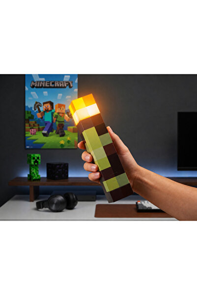 Plastora Minecraft Meşale Madenci Gece Led Işığı Type-C Şarjlı Duvara Monte E...