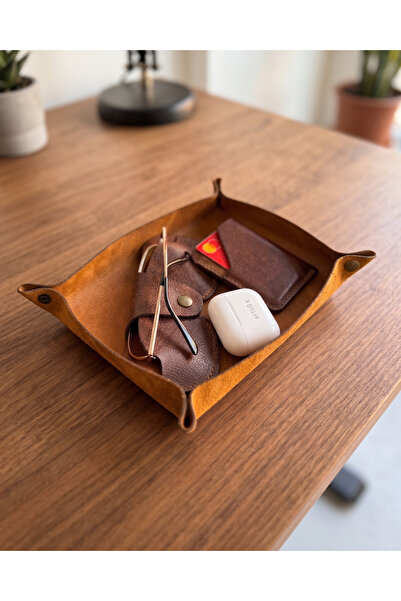 BUO Leather Hakiki Deri Masa Düzenleyici Valet & Organizer Tepsi (EDC Tray)