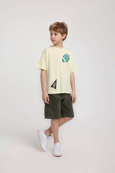 Jack Lions Jacklions Boys' Patterned Short Sleeve T-Shirt Yellow, Ages 4-14