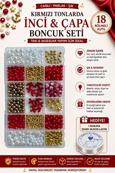 By MO Accessories Kırmızı Boncuklar Çapa ve İnci Boncuklarla YENİ SEZON Takı ...