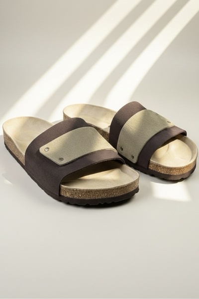 LAND OF CORK LC Unisex Anatomical Natural Cork Sole Genuine Leather Arch Supported Daily Comfortable Slippers