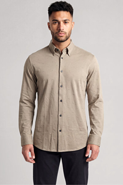 Emporio Armani Men's Regular Fit Mini Eagle Detailed Cotton Long Sleeve Khaki...