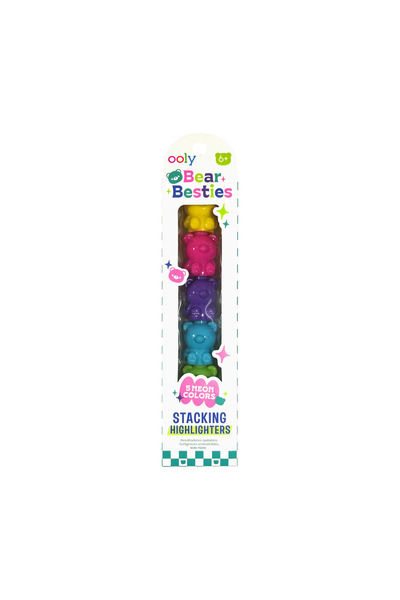 Ooly Stackable Markers Bear Besties - 5 Neon Colors Set
