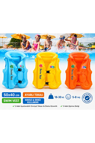 LRS STORE A+ 5-8 Yaş Çocuk Şişme Can Yeleği 50x40 cm Yüksek Kalite Havuz Deni...