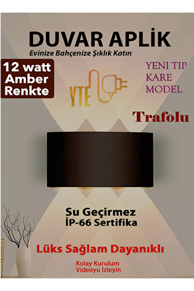 YTE 12 w 3x2 Çift Yönlü Trafolu Amber Haiti Kare Aplik