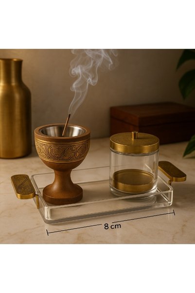 Generic Luxurious Heritage Incense Burner with Copper Inlay, Incense Box and Acrylic Tray