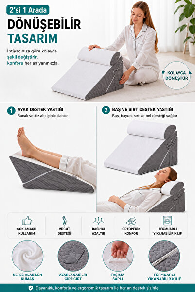 Dizanor LifeRest 10 Kullanımlı Konfor Yastığı, Ayarlanabilir Wedge Destek Minderi
