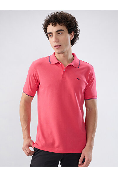 Park Avenue Men Pink Slim Fit Tipped Polo T-Shirt