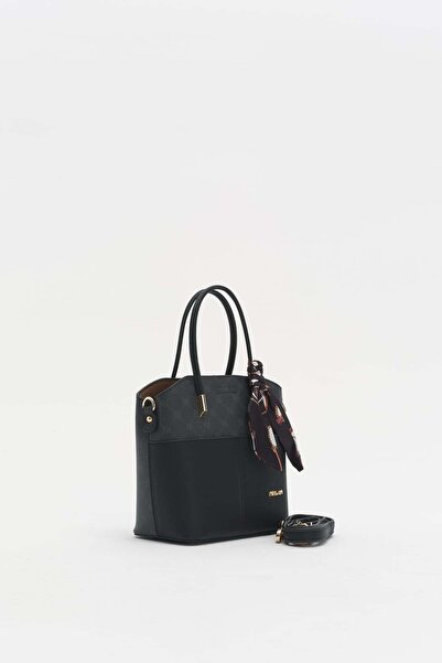 Nihan Monogram Tote Çanta Siyah