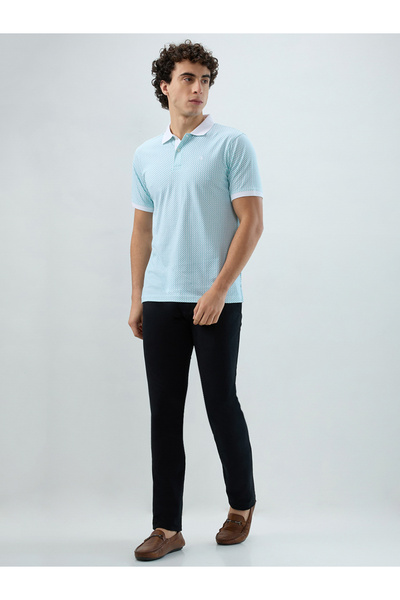 Park Avenue Men Blue Slim Fit Print Polo T-Shirt