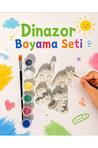 Glowria Çocuklar İçin Dinazor Temalı Taş Boyama Seti | Çocuk Ekransız Aktivit...