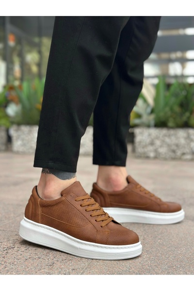 BOA Aba0423 Thick High Sole Tan Lace-Up Men's Sports Shoes