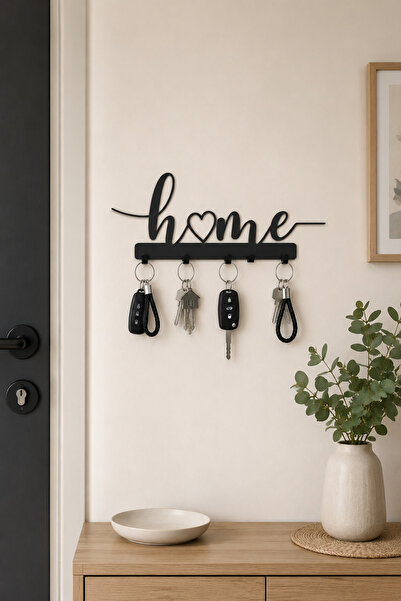BellisiaHome Home Yazılı Anahtarlık Askılığı – Duvar Tipi Dekoratif Anahtar A...