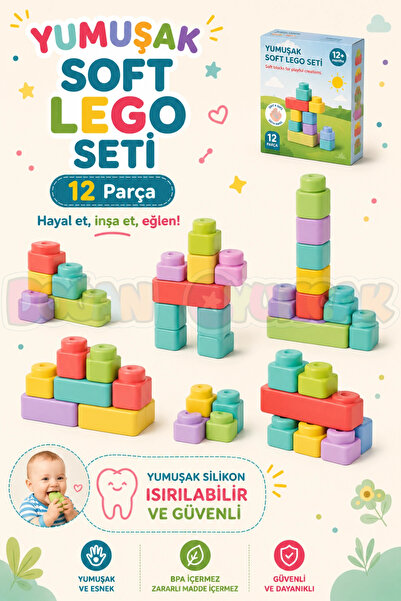 Doğan Oyuncak Dünyası Yumuşak Soft Lego Seti 12 Parça - Büyük Yumuşak Bloklar...