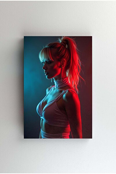Efect Canvas Tablou Canvas - Femeie in bustiera cu coada in lumina albastru r...