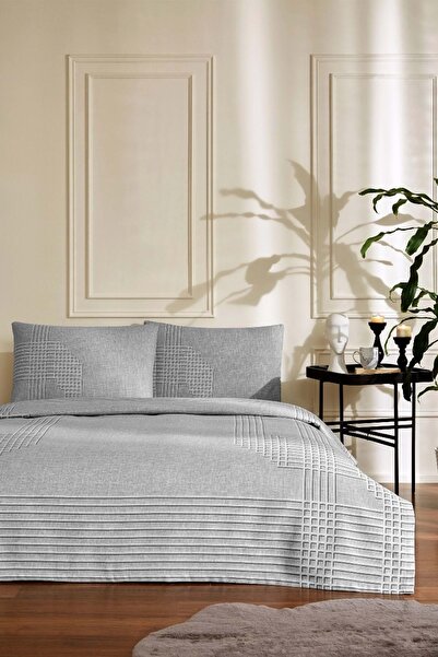 Özdilek Rf -Unique Gray- Double Pique Set with Elastic Sheets