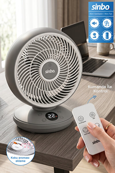 Sinbo SF-7702 Uzaktan Kumandalı Sessiz Mini Vantilatör Aroma Terapi Koku Yuva...