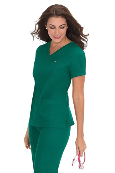 KOI Happiness Nicole Bluză medicală pentru femei, Verde vânător (Model 247)