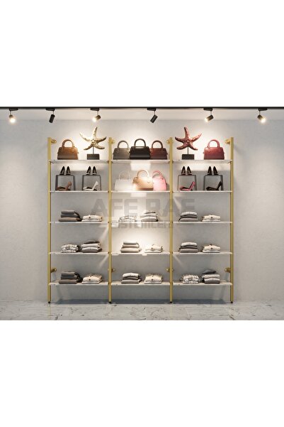 AFE DEKOR Butik Tipi Giyinme Odası Askılık Sistemi ve Duvar Rafı - 285 cm Gen...