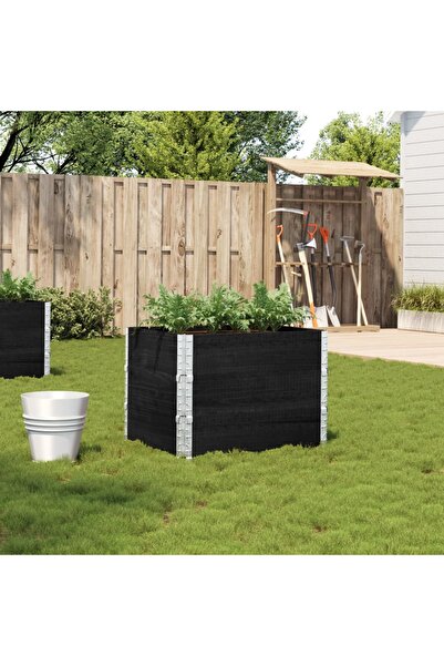 vidaxl Jardiniera de gradina, negru, 80x60 cm, lemn masiv pin